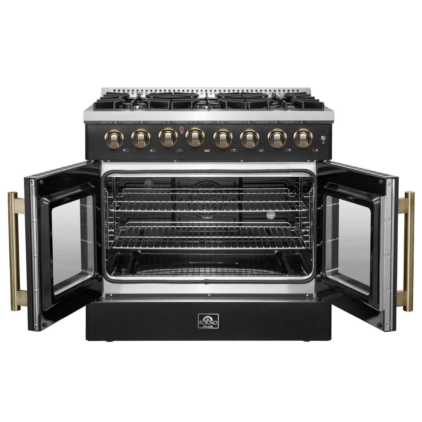 Forno Galiano 36-inch Freestanding French Door Dual Fuel Range Black - Forno Appliances