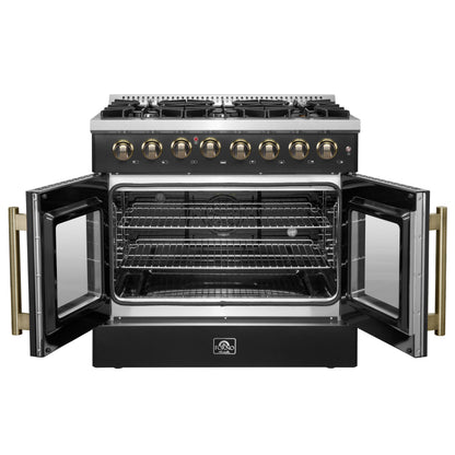 Forno Galiano 36-inch Freestanding French Door Dual Fuel Range Black - Forno Appliances