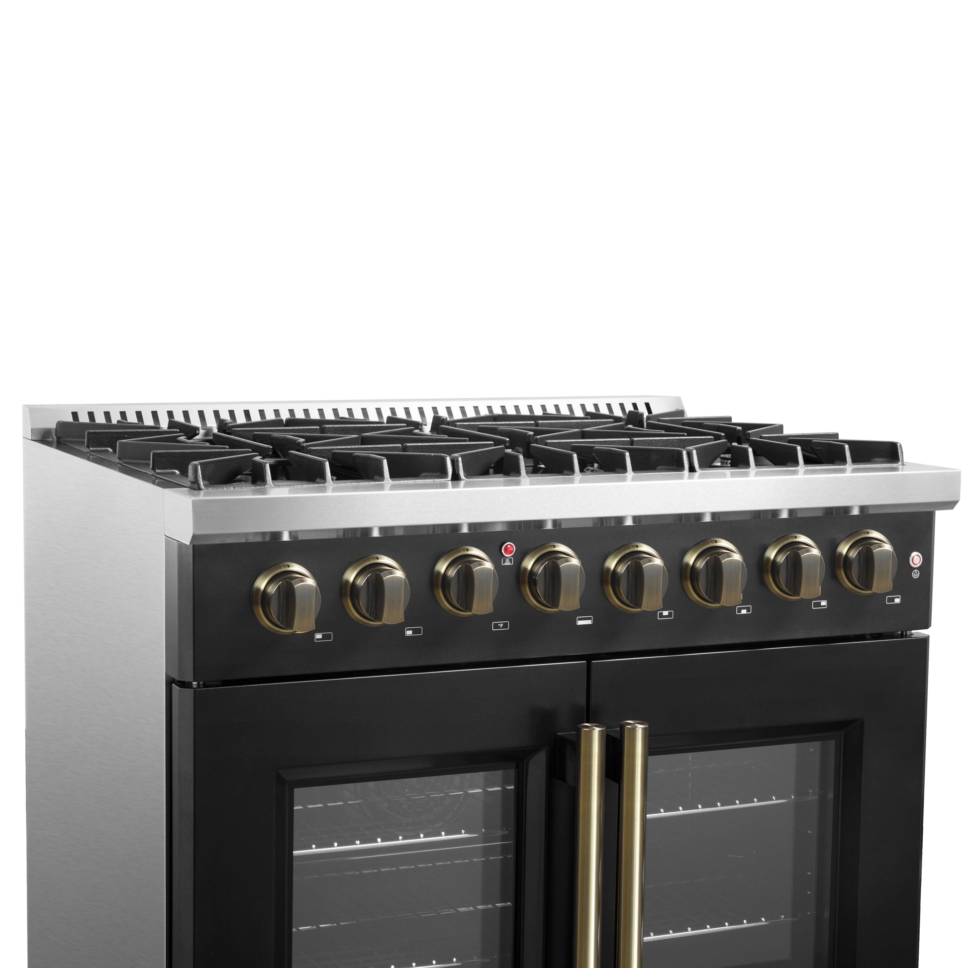 Forno Galiano 36-inch Freestanding French Door Dual Fuel Range Black - Forno Appliances