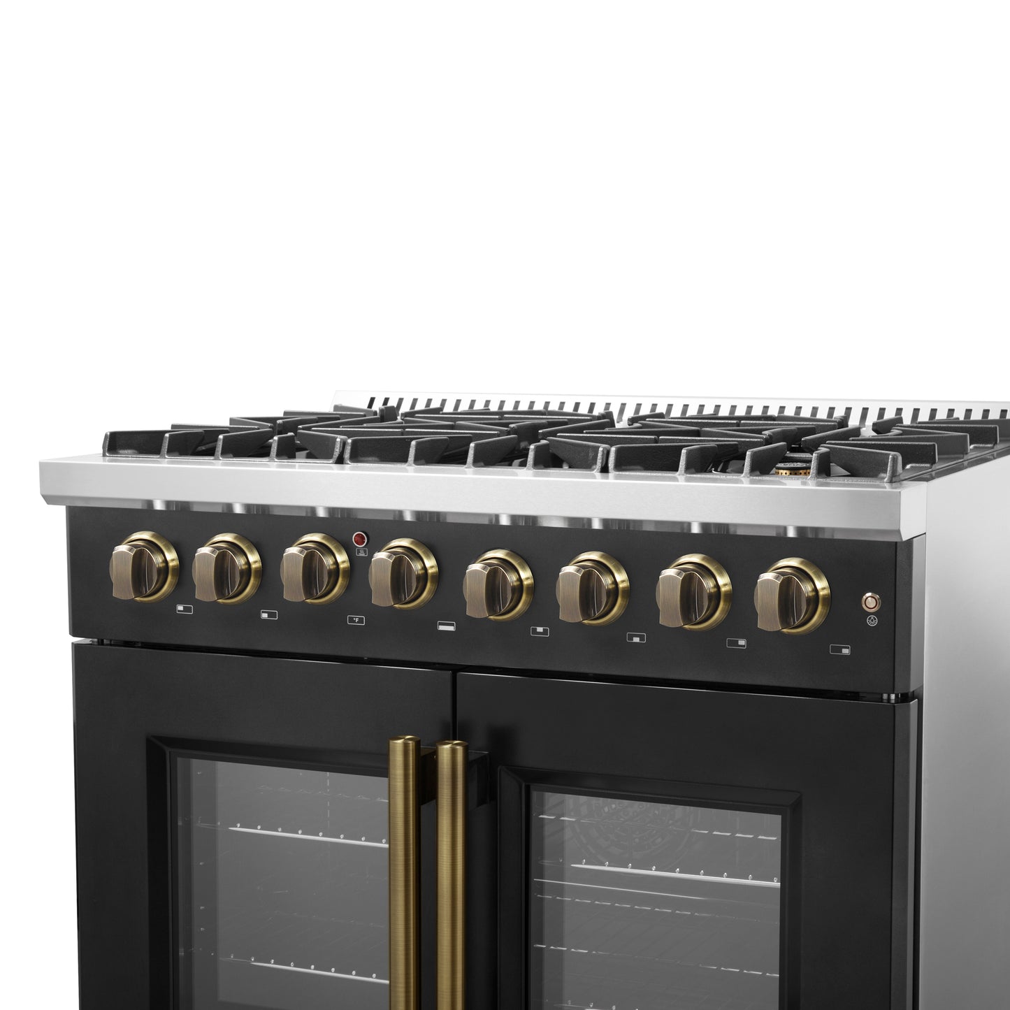 Forno Galiano 36-inch Freestanding French Door Dual Fuel Range Black - Forno Appliances