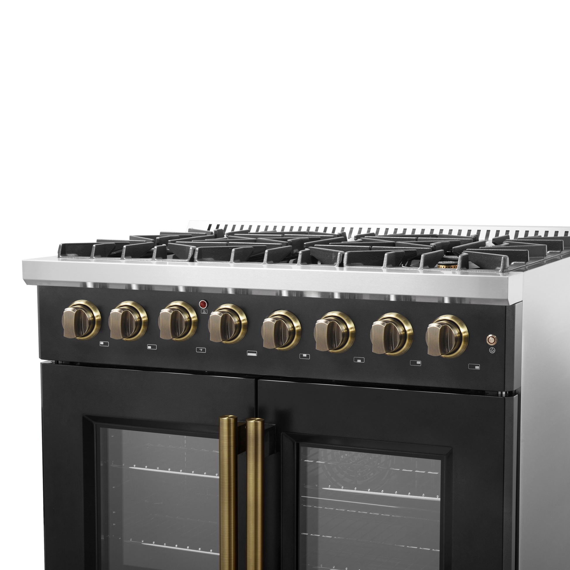 Forno Galiano 36-inch Freestanding French Door Dual Fuel Range Black - Forno Appliances
