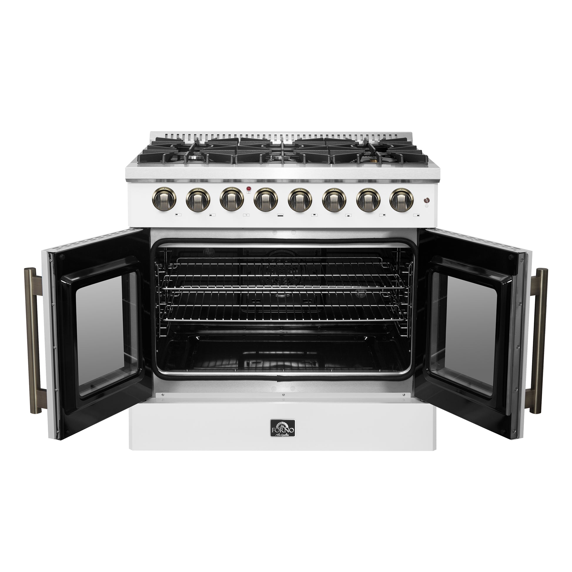 Forno Galiano 36-inch Freestanding French Door Dual Fuel Range White - Forno Appliances