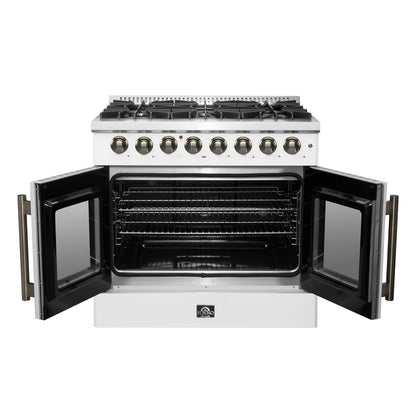 Forno Galiano 36-inch Freestanding French Door Dual Fuel Range White - Forno Appliances