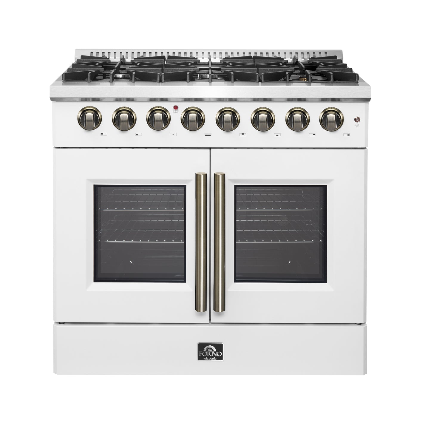 Forno Galiano 36-inch Freestanding French Door Dual Fuel Range White - Forno Appliances