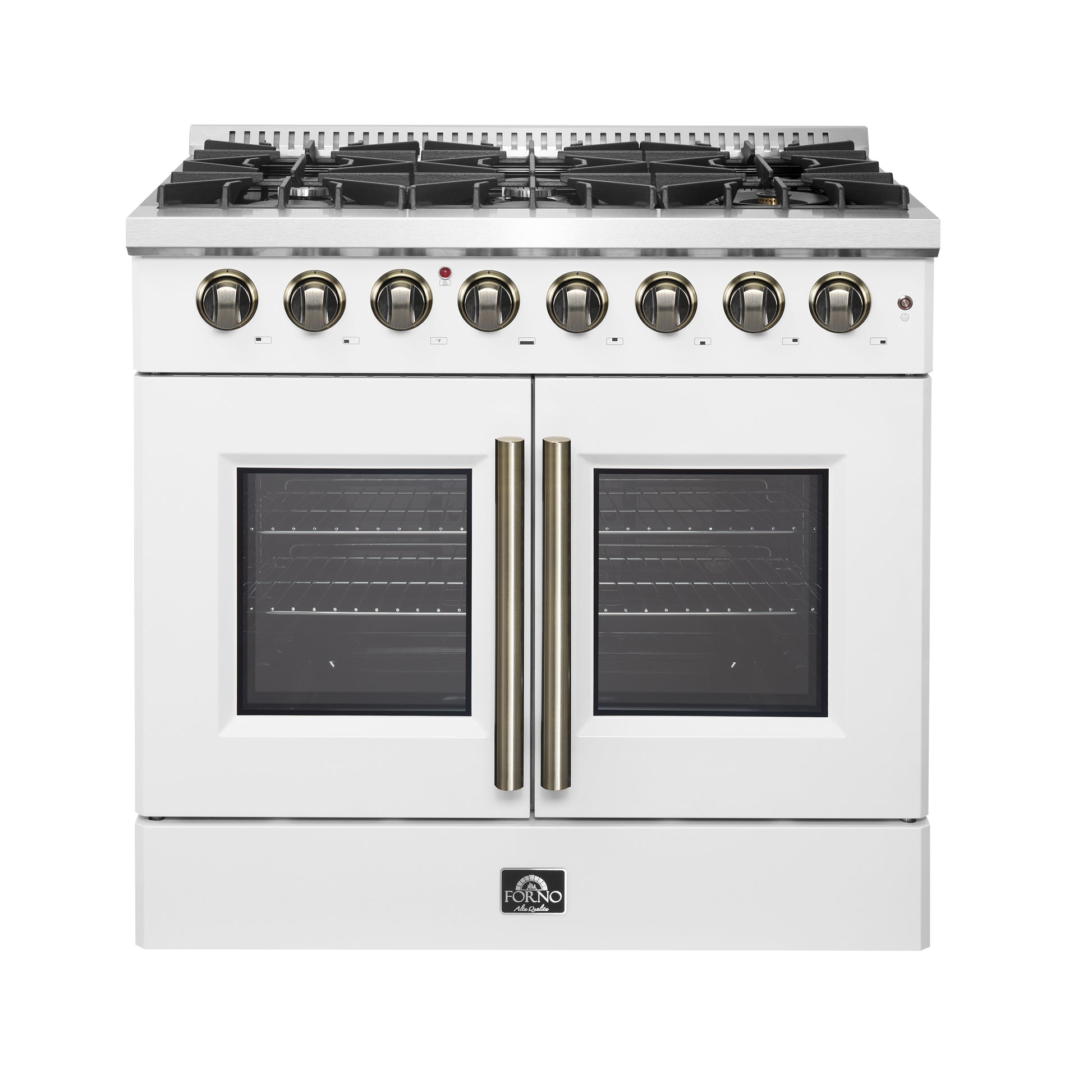 Forno Galiano 36-inch Freestanding French Door Dual Fuel Range White - Forno Appliances