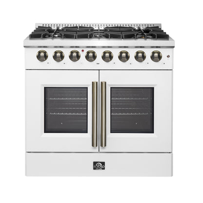 Forno Galiano 36-inch Freestanding French Door Dual Fuel Range White - Forno Appliances