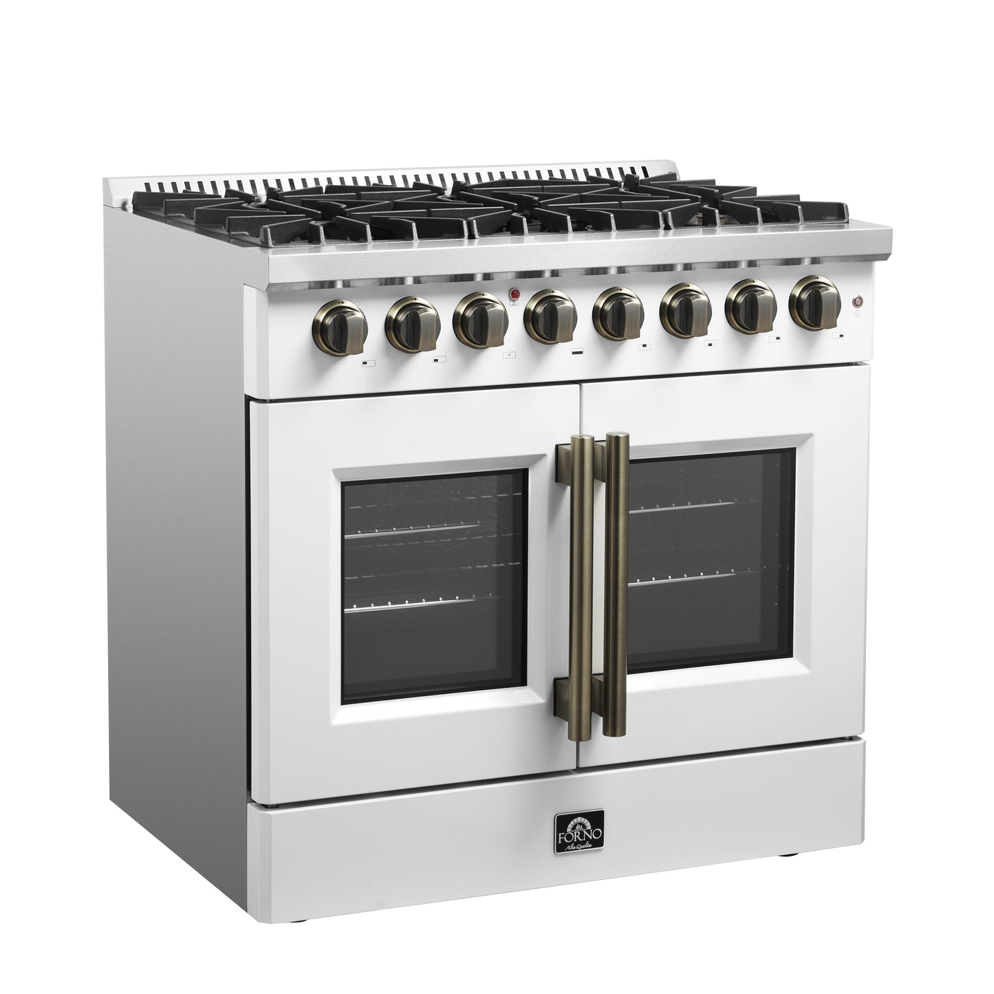 Forno Galiano 36-inch Freestanding French Door Dual Fuel Range White - Forno Appliances