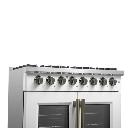 Forno Galiano 36-inch Freestanding French Door Dual Fuel Range White - Forno Appliances