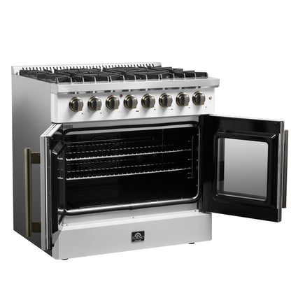 Forno Galiano 36-inch Freestanding French Door Dual Fuel Range White - Forno Appliances