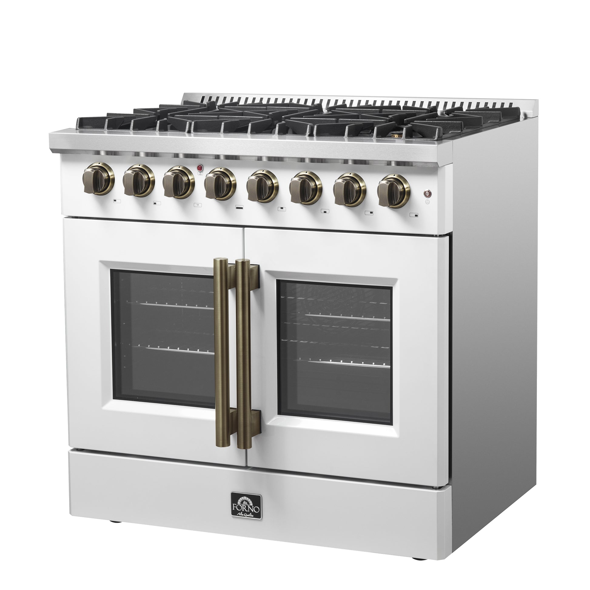 Forno Galiano 36-inch Freestanding French Door Dual Fuel Range White - Forno Appliances