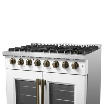 Forno Galiano 36-inch Freestanding French Door Dual Fuel Range White - Forno Appliances