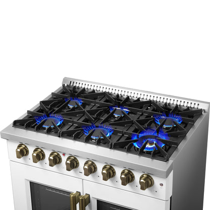 Forno Galiano 36-inch Freestanding French Door Dual Fuel Range White - Forno Appliances