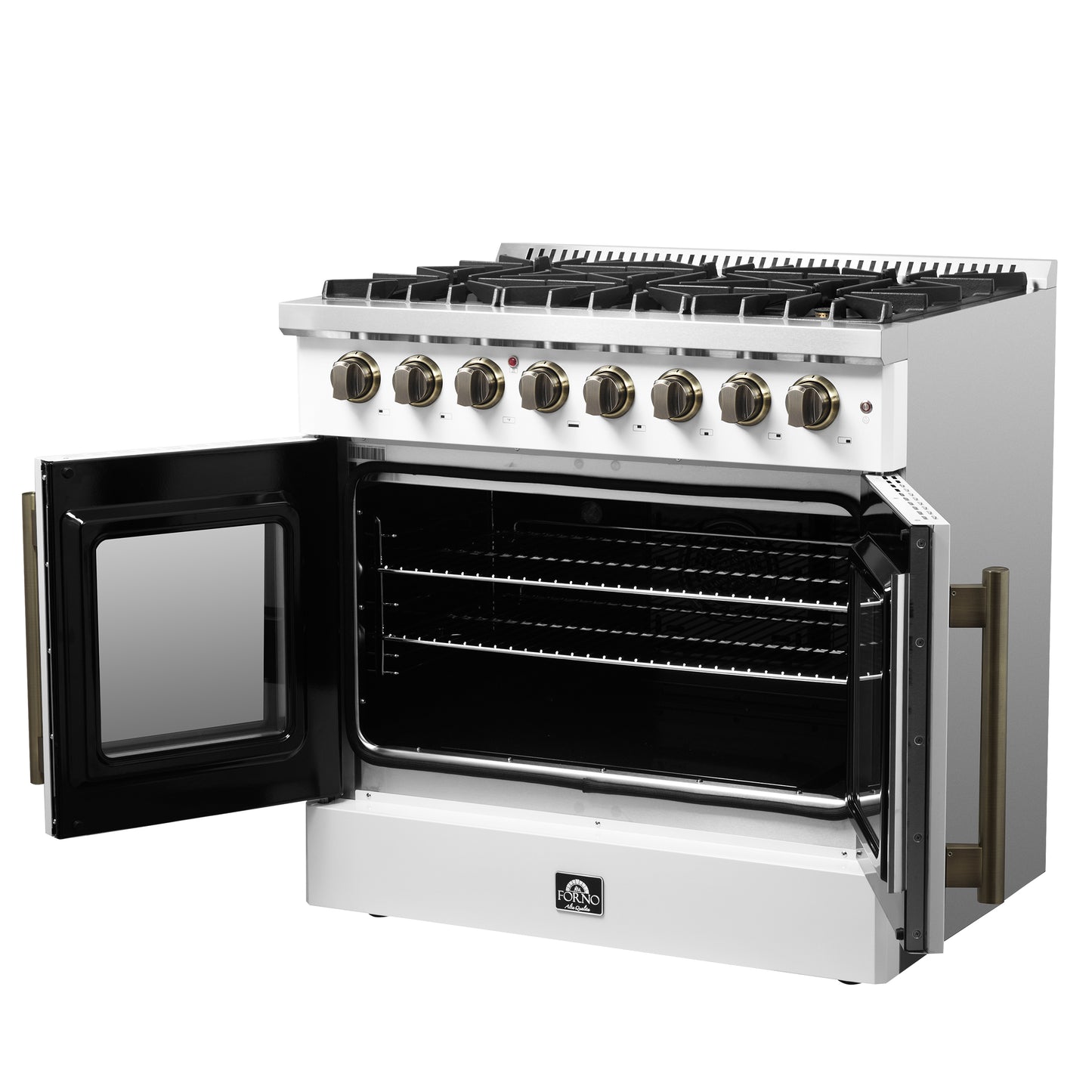Forno Galiano 36-inch Freestanding French Door Dual Fuel Range White - Forno Appliances