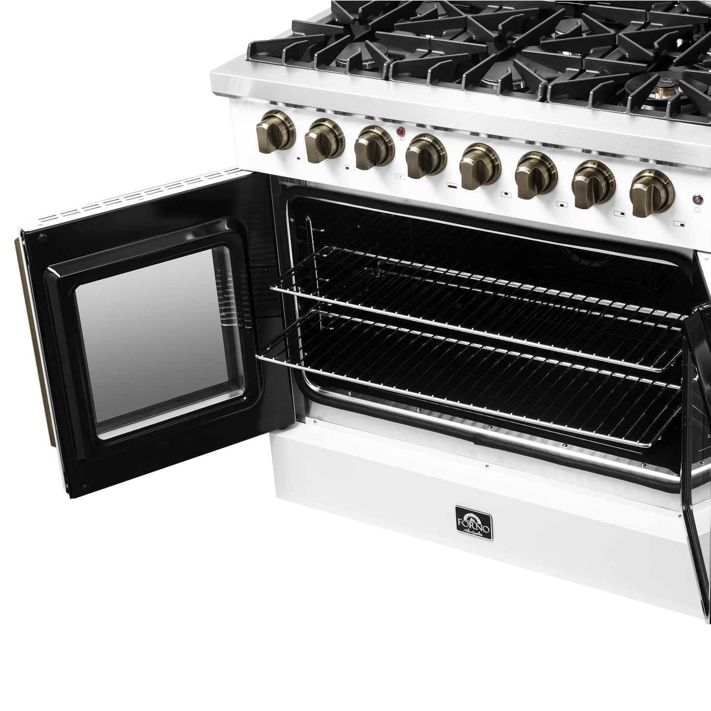 Forno Galiano 36-inch Freestanding French Door Dual Fuel Range White - Forno Appliances