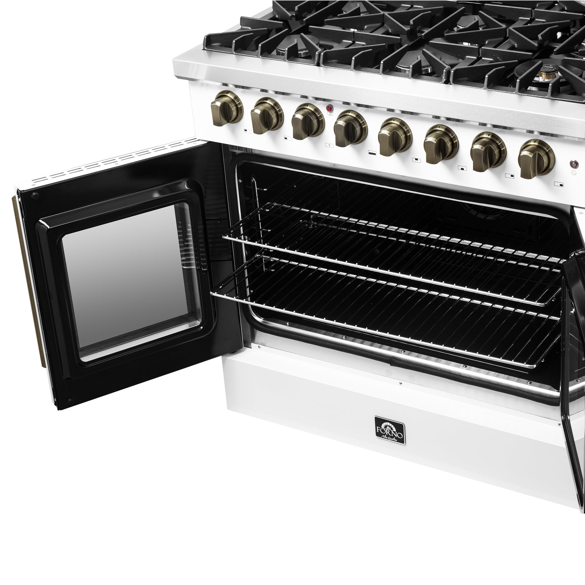 Forno Galiano 36-inch Freestanding French Door Dual Fuel Range White - Forno Appliances