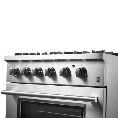 Cuisinière biénergie Forno Marco 30 pouces, acier inoxydable, 4 brûleurs, 37 000 BTU, four à convection véritable, économe en énergie - Forno Appliances