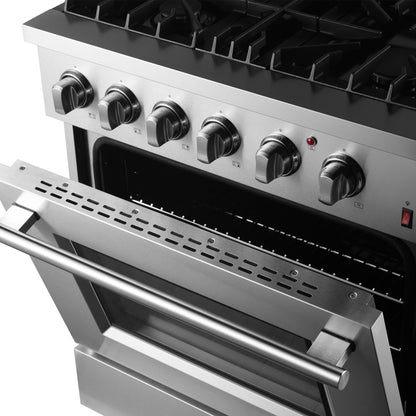 Four Forno 30 pouces à double alimentation, acier inoxydable, 4 brûleurs, 37 000 BTU, four à convection vraie, économe en énergie - Forno Appliances