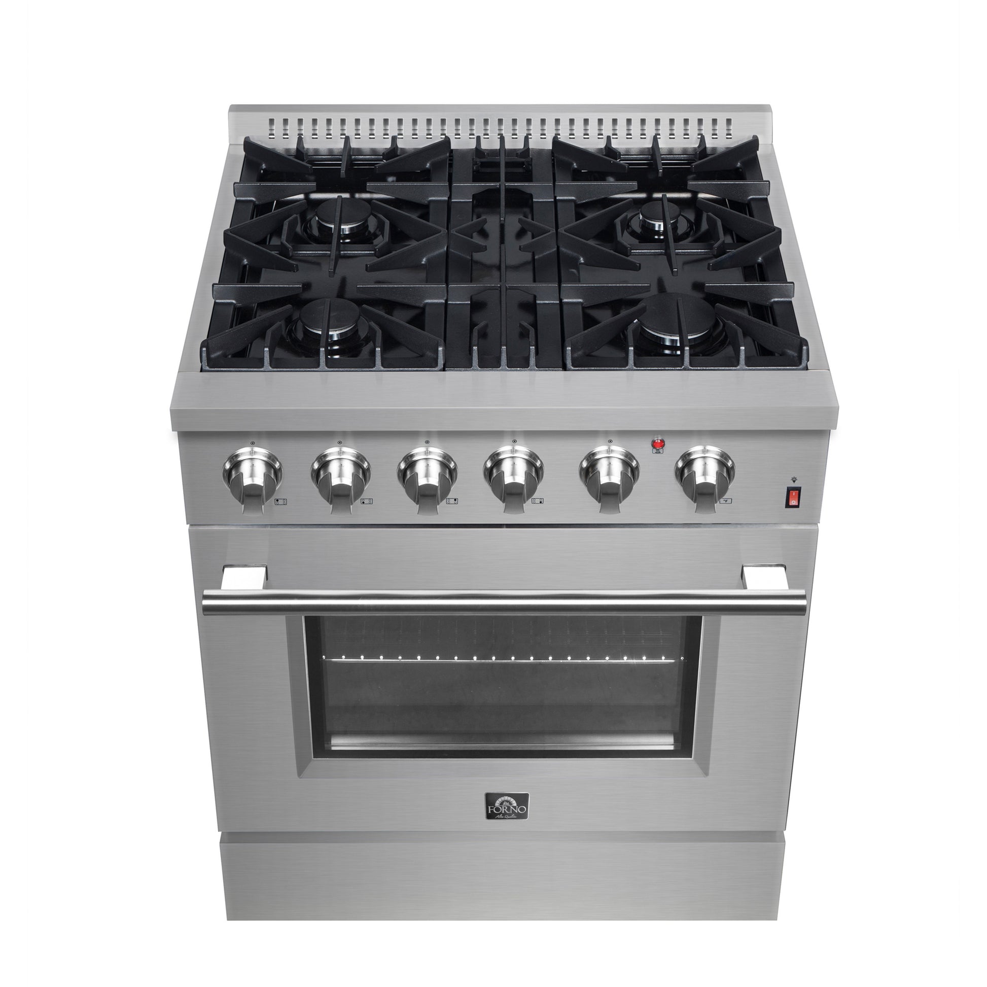 Forno Marco cuisinière bimode 30 pouces, acier inoxydable, 4 brûleurs, 37 000 BTU, four à convection véritable, économe en énergie - Forno Appliances