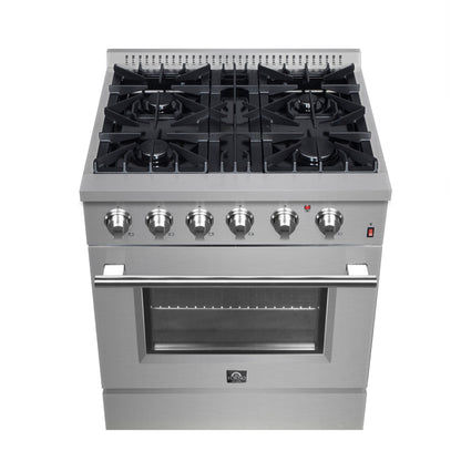 Forno Marco cuisinière bimode 30 pouces, acier inoxydable, 4 brûleurs, 37 000 BTU, four à convection véritable, économe en énergie - Forno Appliances