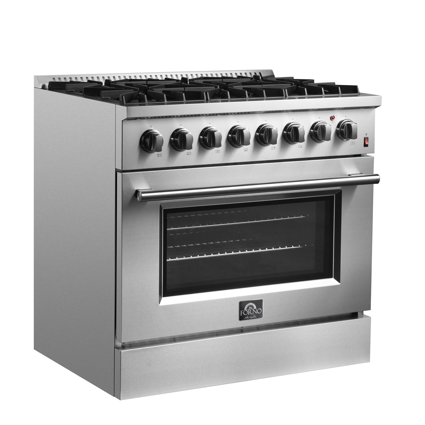 Forno Marco 36-Inch Dual Fuel Range, Stainless Steel, 6 Burners, 67,000 BTU, True Convection Oven, Energy Efficient - Forno Appliances