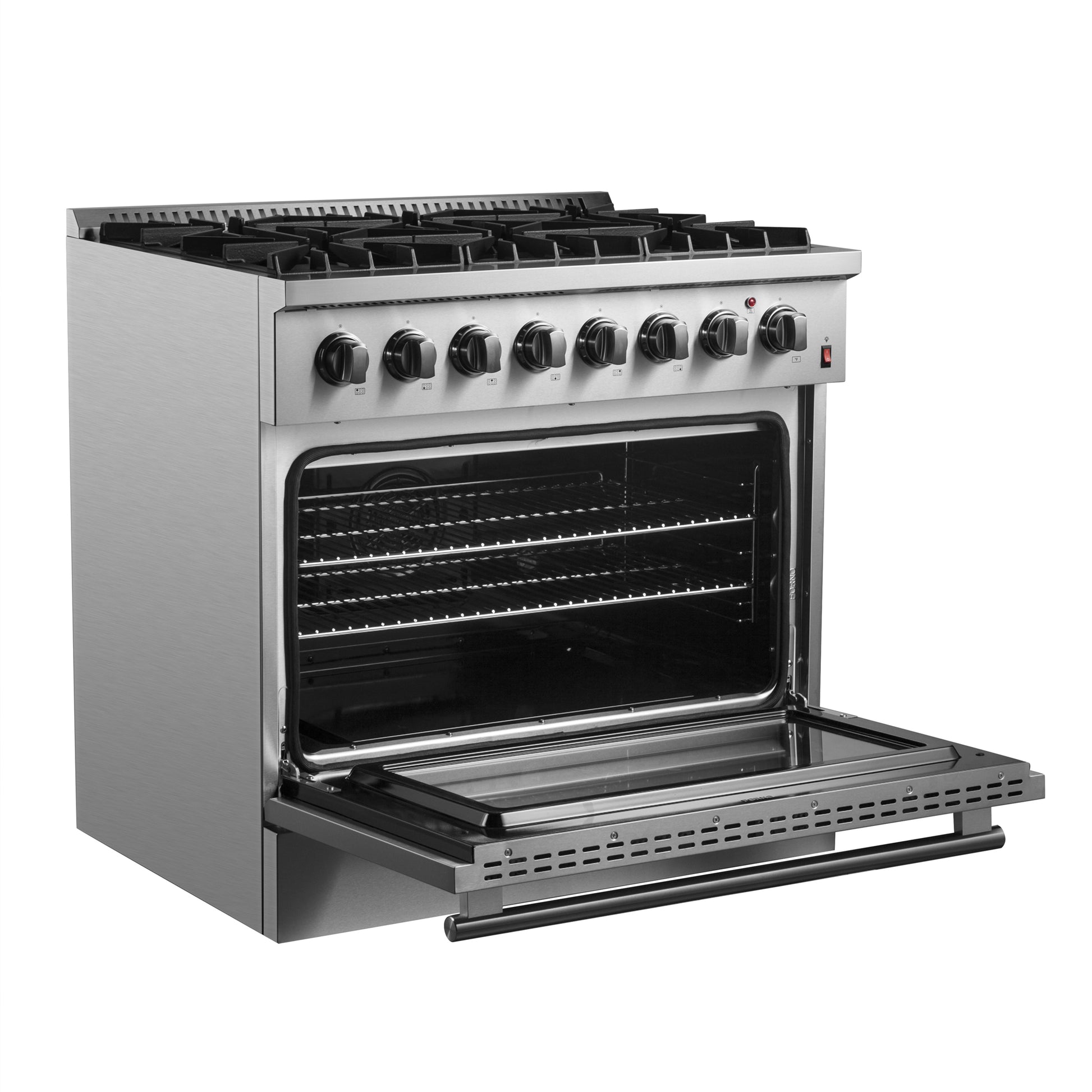 Forno Marco 36-Inch Dual Fuel Range, Stainless Steel, 6 Burners, 67,000 BTU, True Convection Oven, Energy Efficient - Forno Appliances