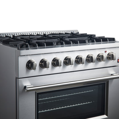 Forno Marco 36-Inch Dual Fuel Range, Stainless Steel, 6 Burners, 67,000 BTU, True Convection Oven, Energy Efficient - Forno Appliances