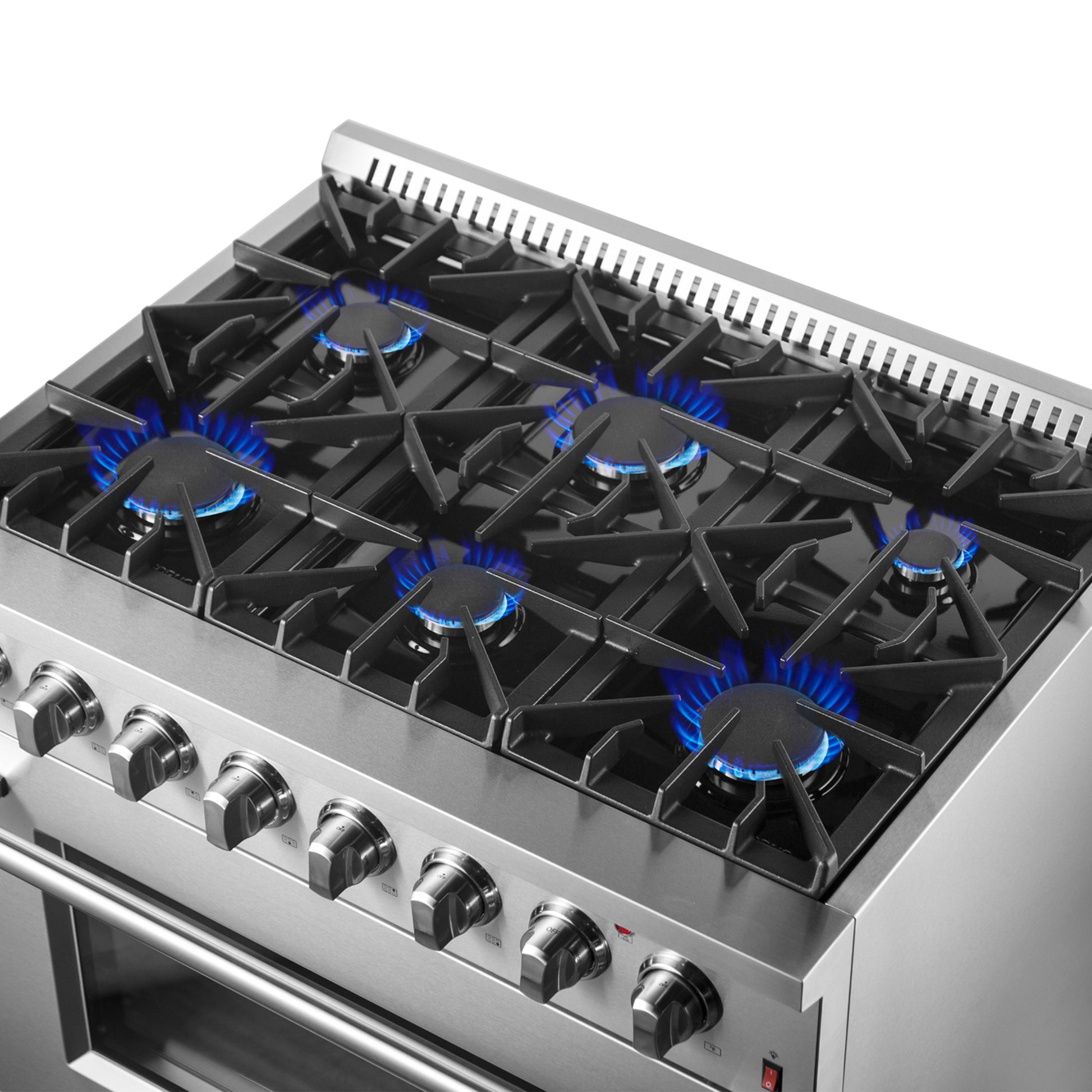 Forno Marco 36-Inch Dual Fuel Range, Stainless Steel, 6 Burners, 67,000 BTU, True Convection Oven, Energy Efficient - Forno Appliances