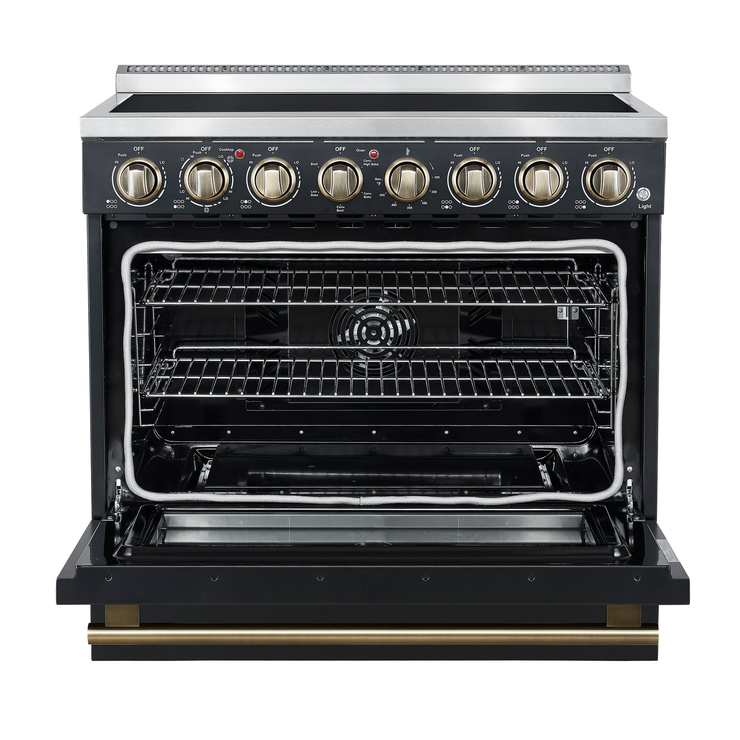 Forno Paolo 36 Inch Black Freestanding Electric Range, Stainless Steel, 5.44 cu.ft, True Convection Oven, Energy Efficient - Forno Appliances