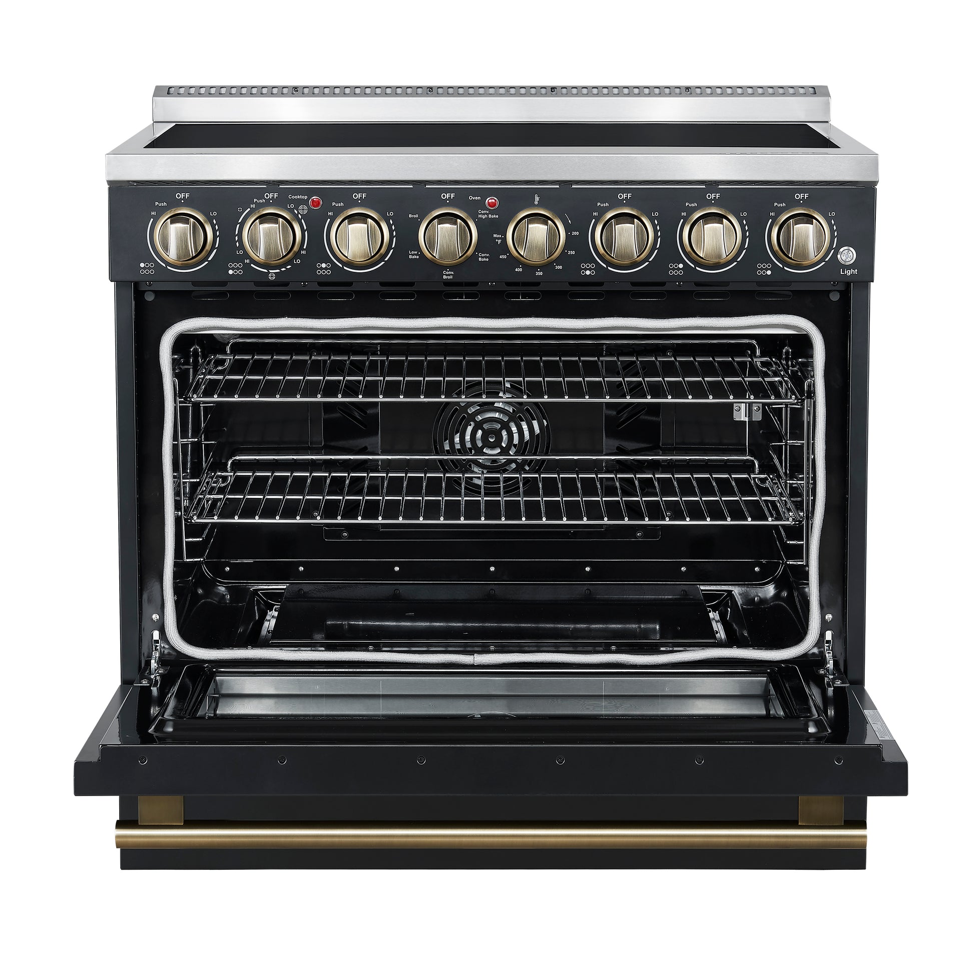 Forno Paolo 36 Inch Black Freestanding Electric Range, Stainless Steel, 5.44 cu.ft, True Convection Oven, Energy Efficient - Forno Appliances