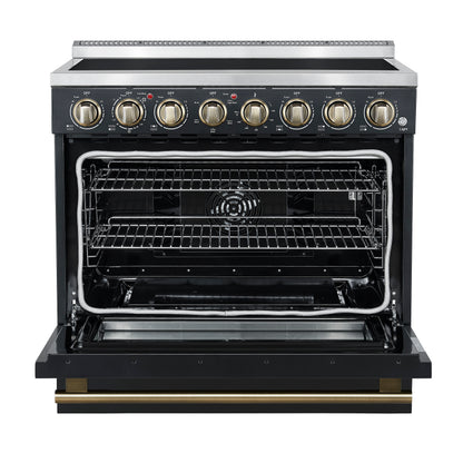 Forno Paolo 36 Inch Black Freestanding Electric Range, Stainless Steel, 5.44 cu.ft, True Convection Oven, Energy Efficient - Forno Appliances