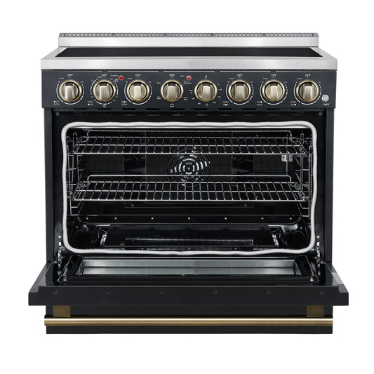 Forno Paolo 36 Inch Black Freestanding Electric Range, Stainless Steel, 5.44 cu.ft, True Convection Oven, Energy Efficient - Forno Appliances