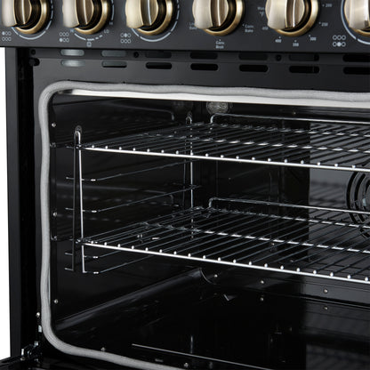 Forno Paolo 36 Inch Black Freestanding Electric Range, Stainless Steel, 5.44 cu.ft, True Convection Oven, Energy Efficient - Forno Appliances