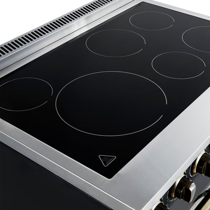 Forno Paolo 36 Inch Black Freestanding Electric Range, Stainless Steel, 5.44 cu.ft, True Convection Oven, Energy Efficient - Forno Appliances