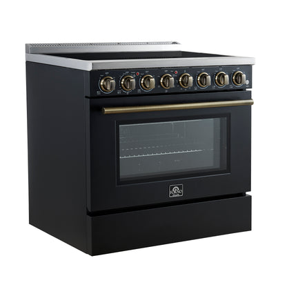 Forno Paolo 36 Inch Black Freestanding Electric Range, Stainless Steel, 5.44 cu.ft, True Convection Oven, Energy Efficient - Forno Appliances