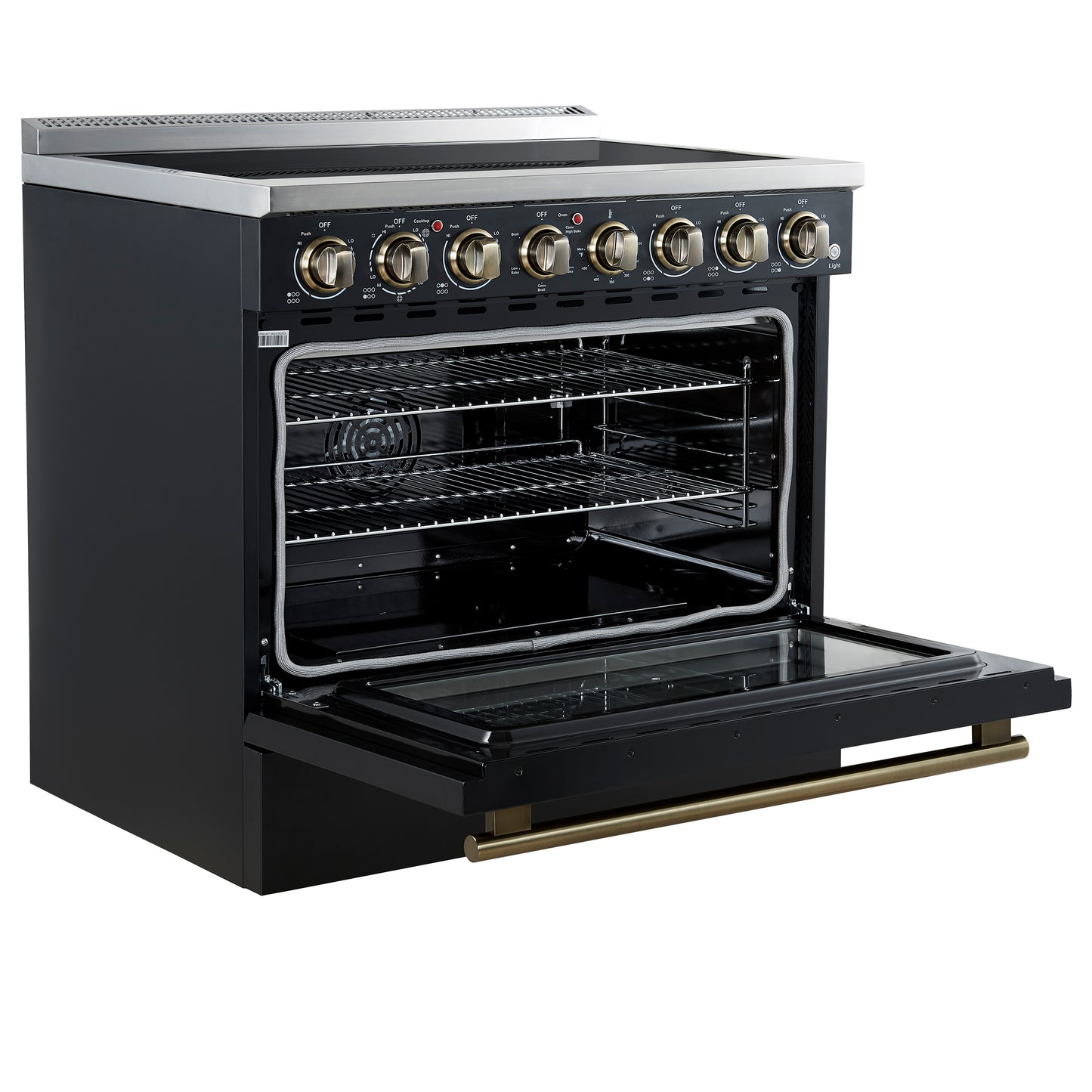 Forno Paolo 36 Inch Black Freestanding Electric Range, Stainless Steel, 5.44 cu.ft, True Convection Oven, Energy Efficient - Forno Appliances