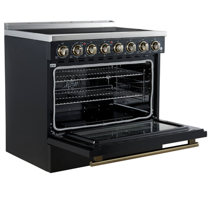 Forno Paolo 36 Inch Black Freestanding Electric Range, Stainless Steel, 5.44 cu.ft, True Convection Oven, Energy Efficient - Forno Appliances