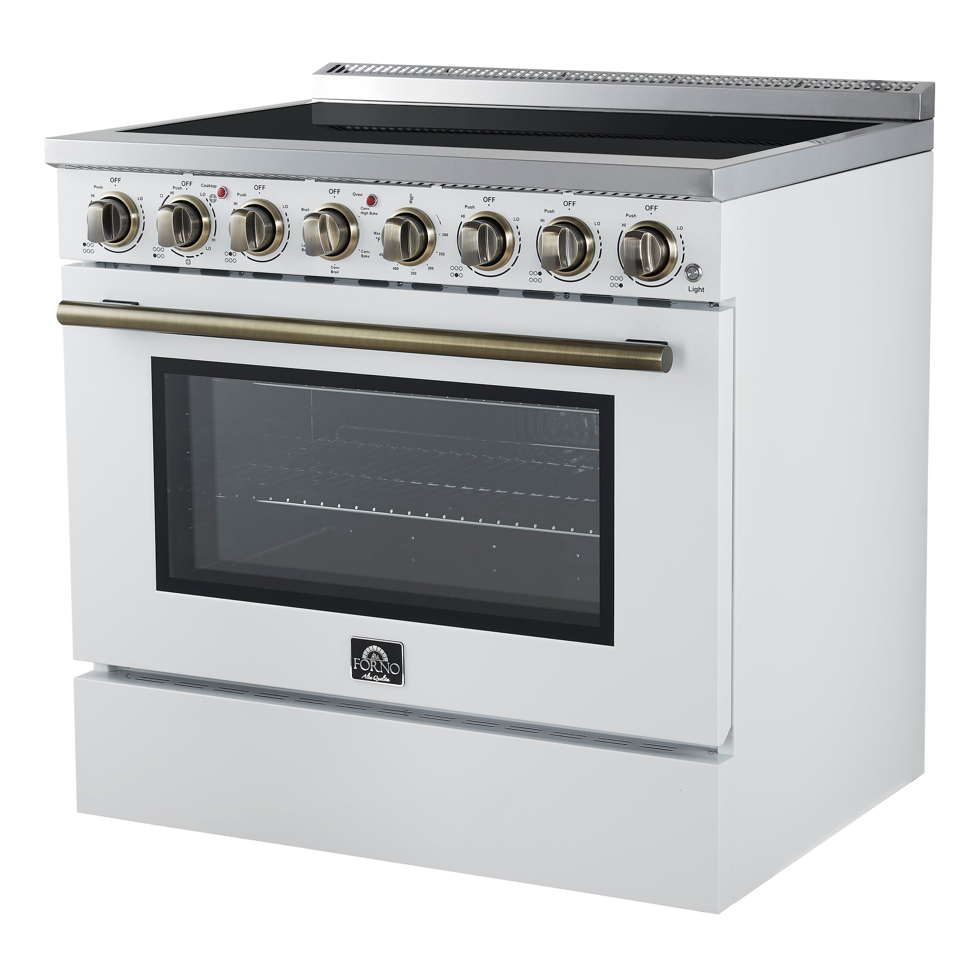 Forno Paolo 36 Inch White Freestanding Electric Range, Stainless Steel, 5.44 cu.ft, True Convection Oven, Energy Efficient - Forno Appliances