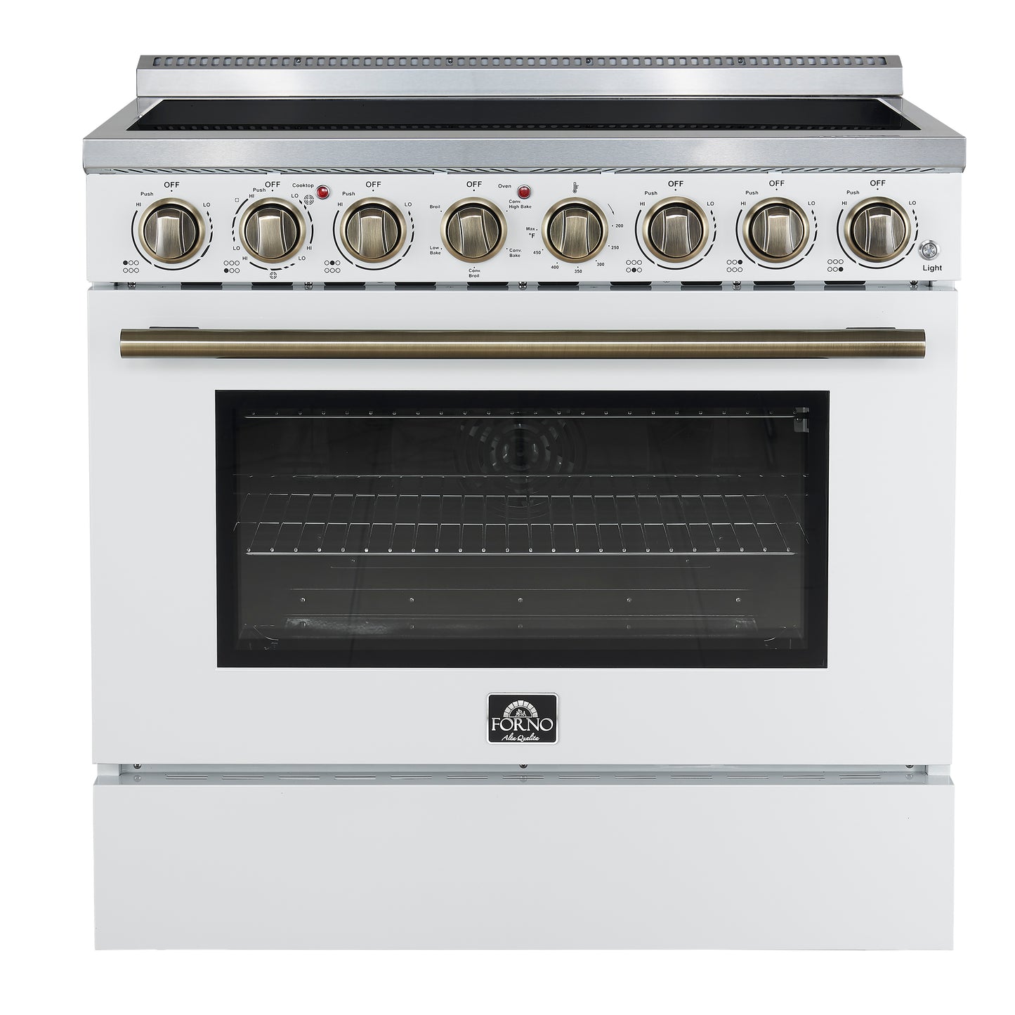 Forno Paolo 36 Inch White Freestanding Electric Range, Stainless Steel, 5.44 cu.ft, True Convection Oven, Energy Efficient - Forno Appliances