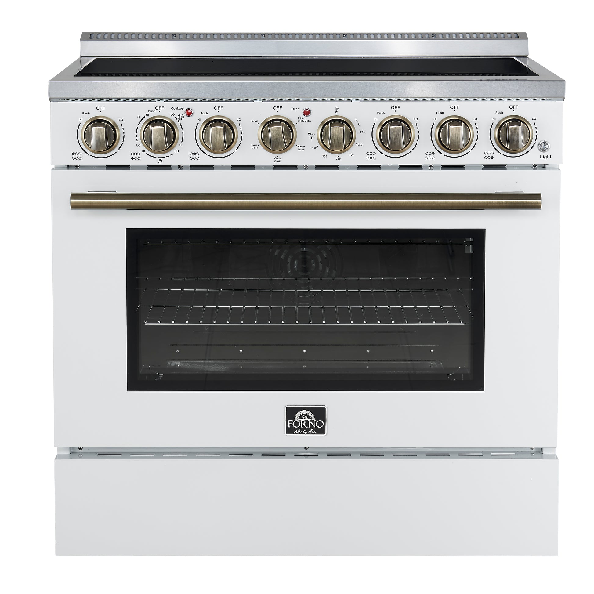 Forno Paolo 36 Inch White Freestanding Electric Range, Stainless Steel, 5.44 cu.ft, True Convection Oven, Energy Efficient - Forno Appliances
