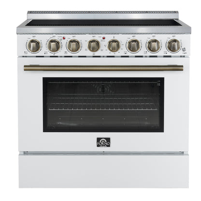 Forno Paolo 36 Inch White Freestanding Electric Range, Stainless Steel, 5.44 cu.ft, True Convection Oven, Energy Efficient - Forno Appliances