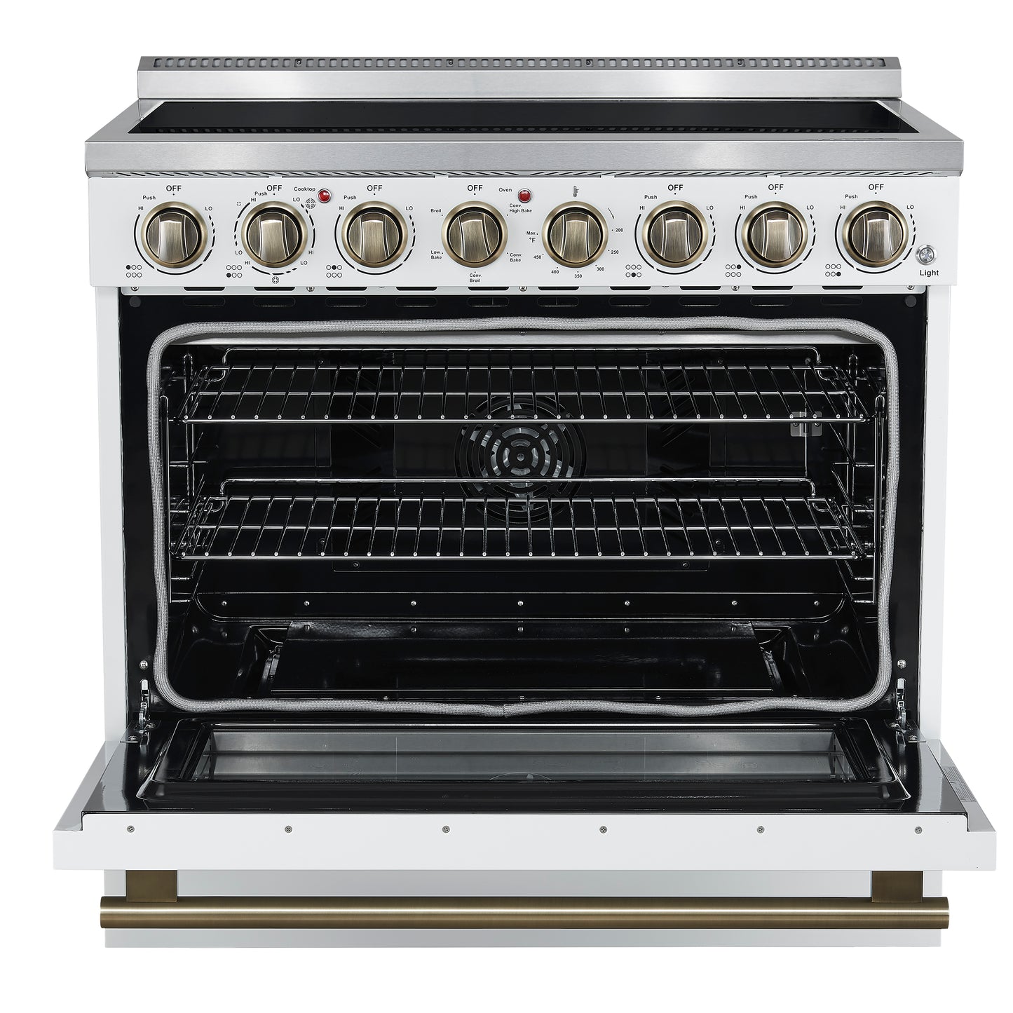 Forno Paolo 36 Inch White Freestanding Electric Range, Stainless Steel, 5.44 cu.ft, True Convection Oven, Energy Efficient - Forno Appliances