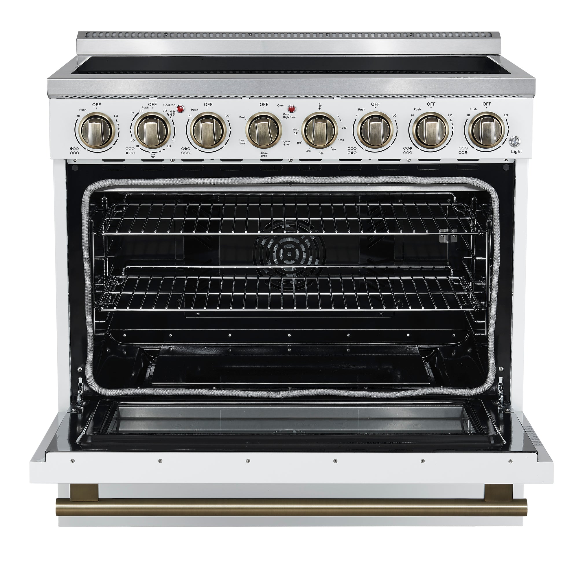 Forno Paolo 36 Inch White Freestanding Electric Range, Stainless Steel, 5.44 cu.ft, True Convection Oven, Energy Efficient - Forno Appliances
