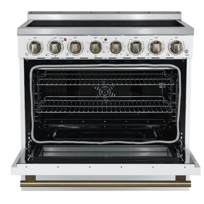 Forno Paolo 36 Inch White Freestanding Electric Range, Stainless Steel, 5.44 cu.ft, True Convection Oven, Energy Efficient - Forno Appliances
