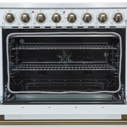 Forno Paolo 36 Inch White Freestanding Electric Range, Stainless Steel, 5.44 cu.ft, True Convection Oven, Energy Efficient - Forno Appliances