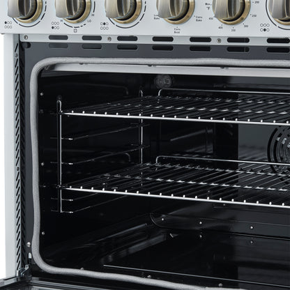 Forno Paolo 36 Inch White Freestanding Electric Range, Stainless Steel, 5.44 cu.ft, True Convection Oven, Energy Efficient - Forno Appliances