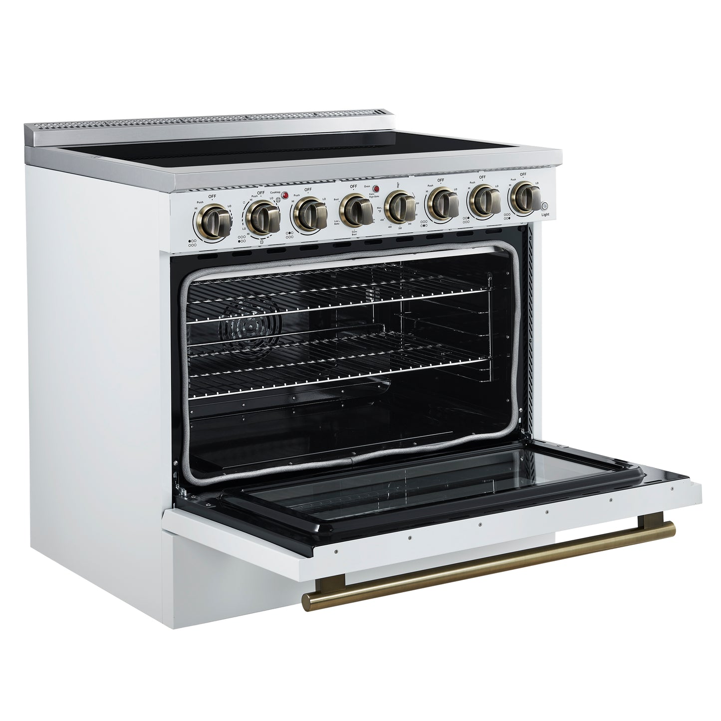 Forno Paolo 36 Inch White Freestanding Electric Range, Stainless Steel, 5.44 cu.ft, True Convection Oven, Energy Efficient - Forno Appliances