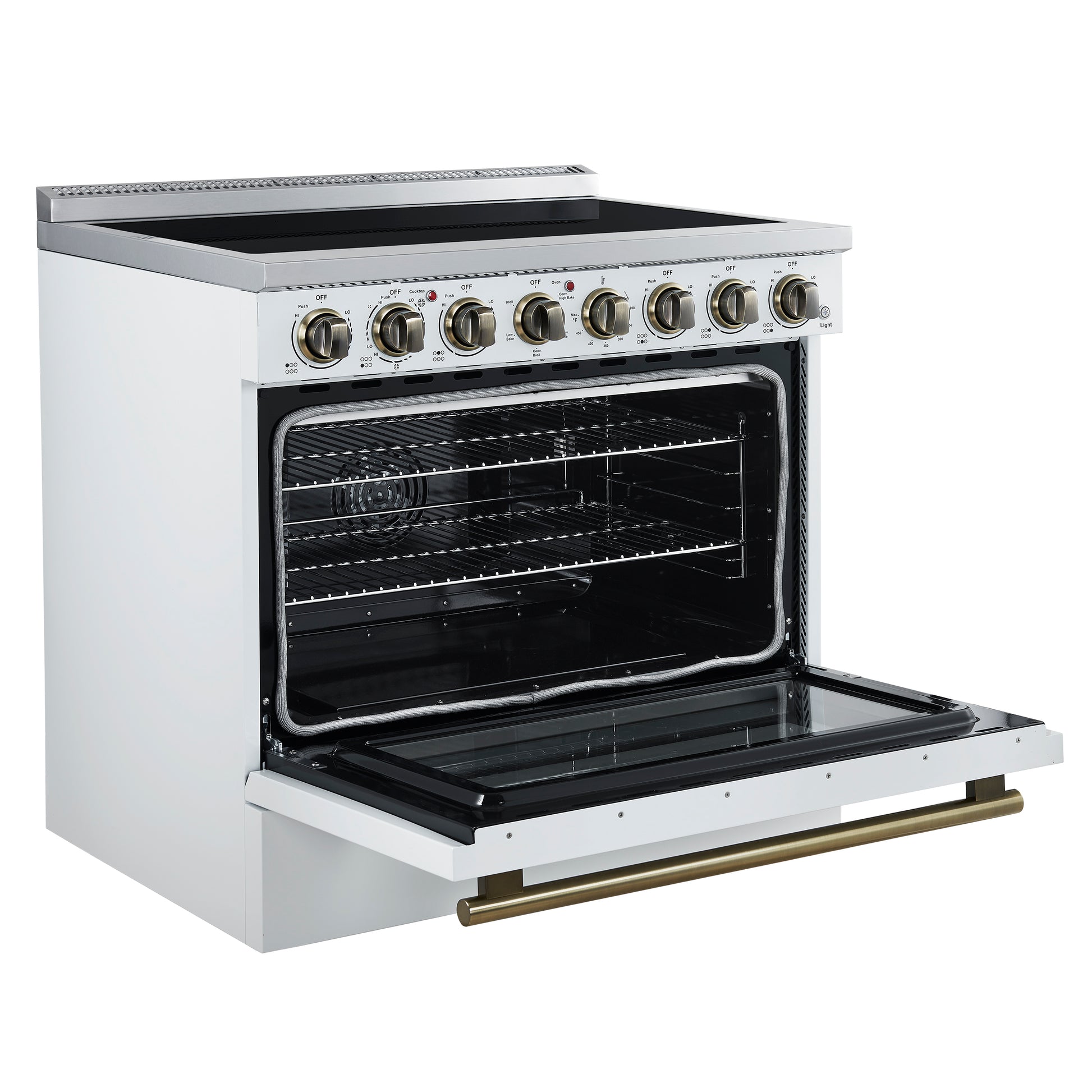 Forno Paolo 36 Inch White Freestanding Electric Range, Stainless Steel, 5.44 cu.ft, True Convection Oven, Energy Efficient - Forno Appliances