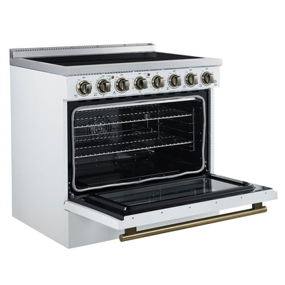Forno Paolo 36 Inch White Freestanding Electric Range, Stainless Steel, 5.44 cu.ft, True Convection Oven, Energy Efficient - Forno Appliances