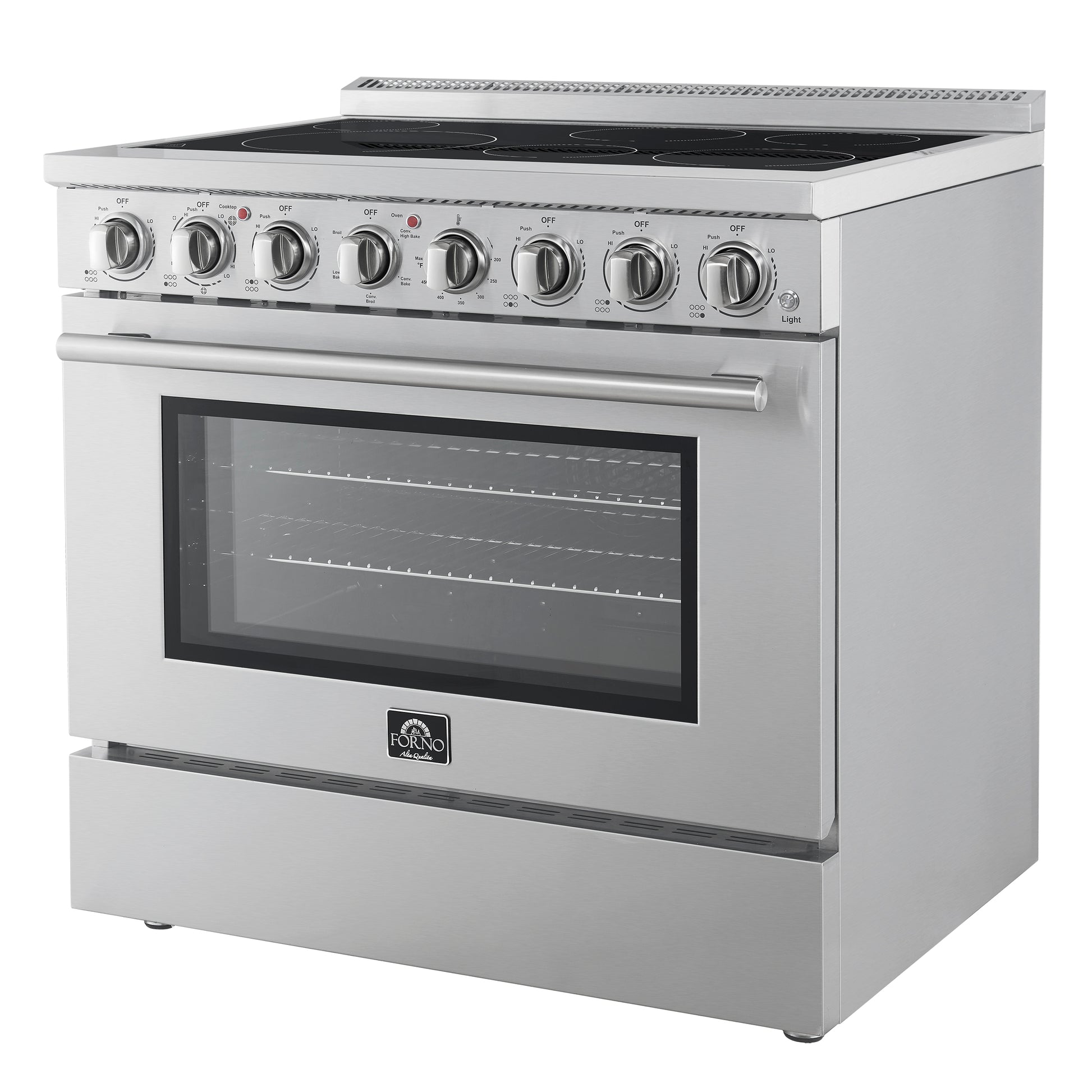 Cuisinière électrique indépendante Forno Paolo 36 Inch, acier inoxydable, 5.44 cu.ft, four à convection véritable, économe en énergie - Forno Appliances