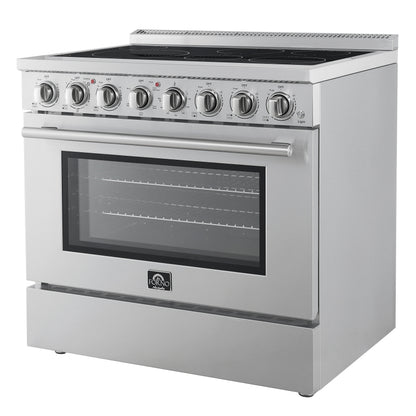 Cuisinière électrique indépendante Forno Paolo 36 Inch, acier inoxydable, 5.44 cu.ft, four à convection véritable, économe en énergie - Forno Appliances